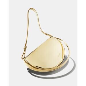 Aquazzura Purist Mini Pouch Gold Mirrored Leather Bag Made in Italy NWT